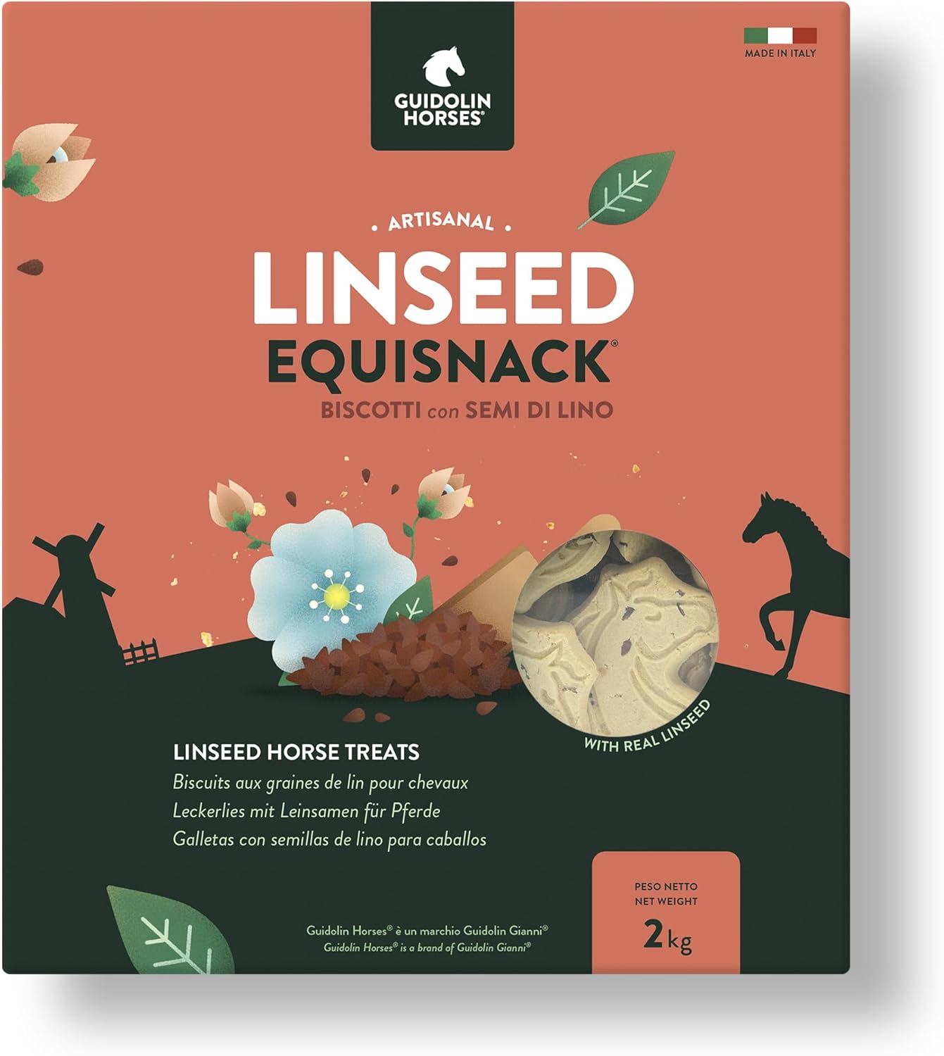 Linseed Treats for All Classes of Horses with Real Superfoods, No Sugar Added, Handmade in Italy - 5,51 LB