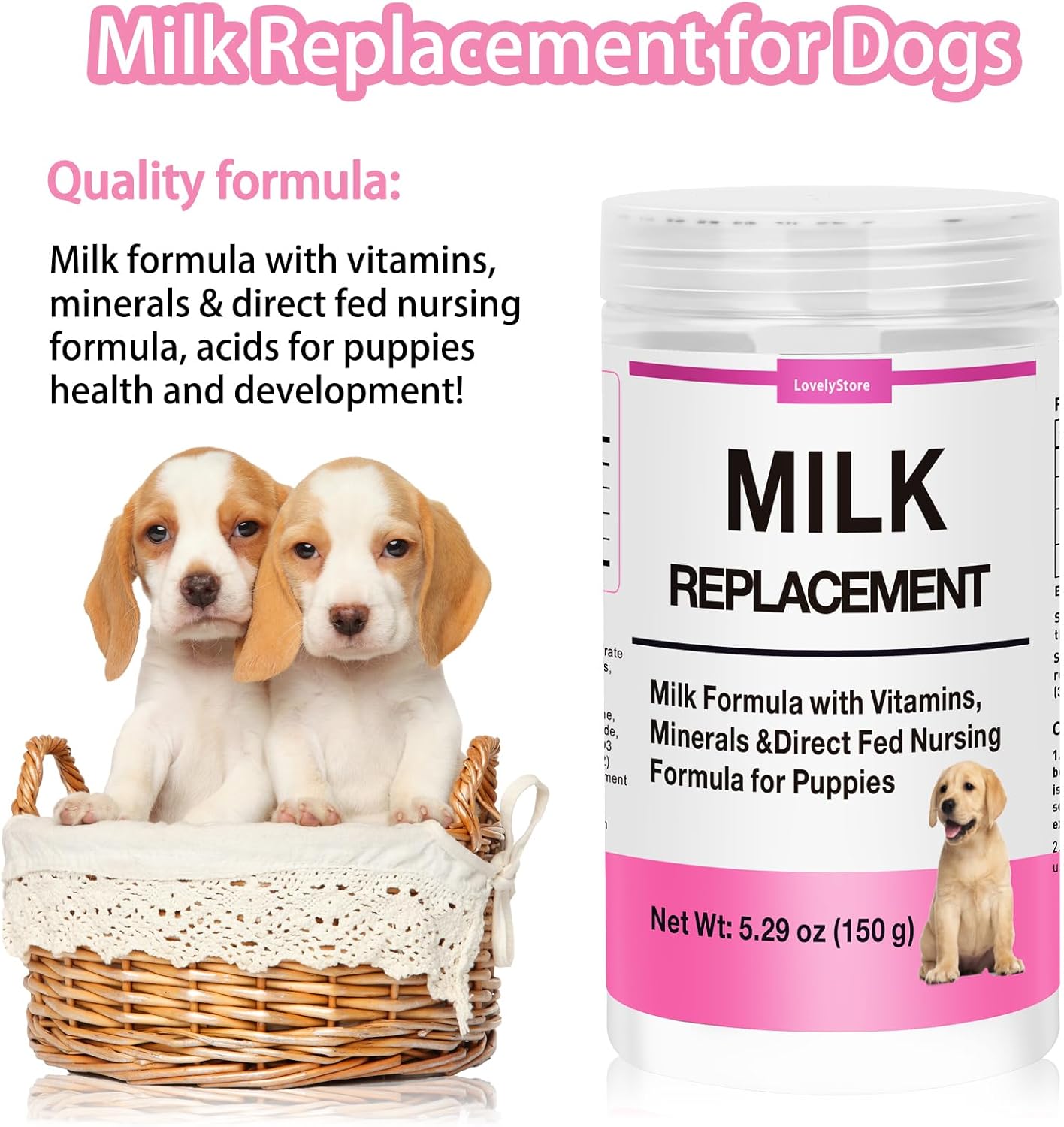 4 in 1 Whelping Kit for Dogs - Whelping Calcium Paste, Probiotic Paste, Fading Puppy Support & Puppy Milk Replacer - Essential Dog Whelping Supplies for Safe Delivery, Strong Puppies & Nursing Support