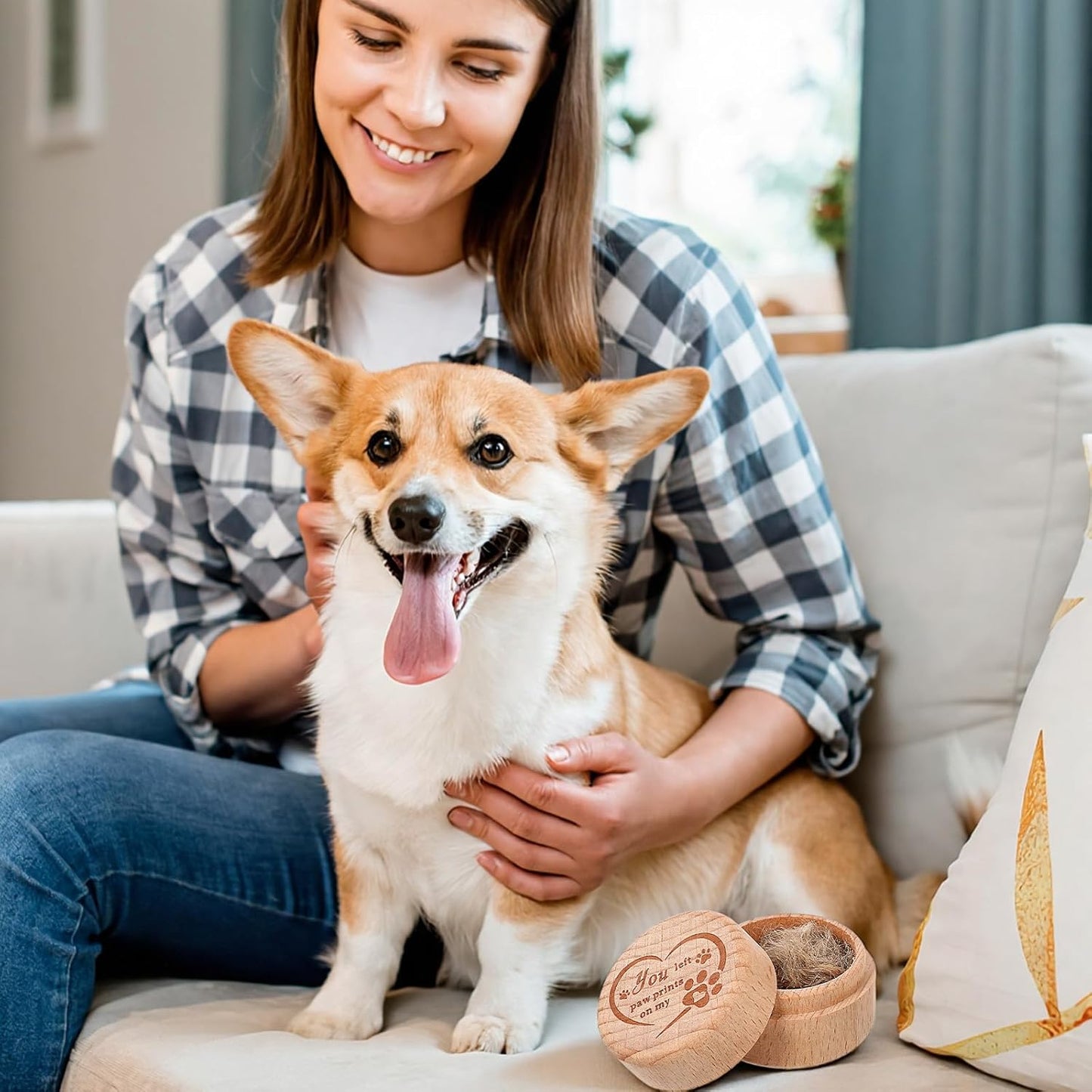 TIESOME Dog Memorial Keepsake Box, Wooden Pet Urns Memorial Gifts for Loss of Dog Cat Hair Ashes Container Remembrance Pet Loss Sympathy Gifts