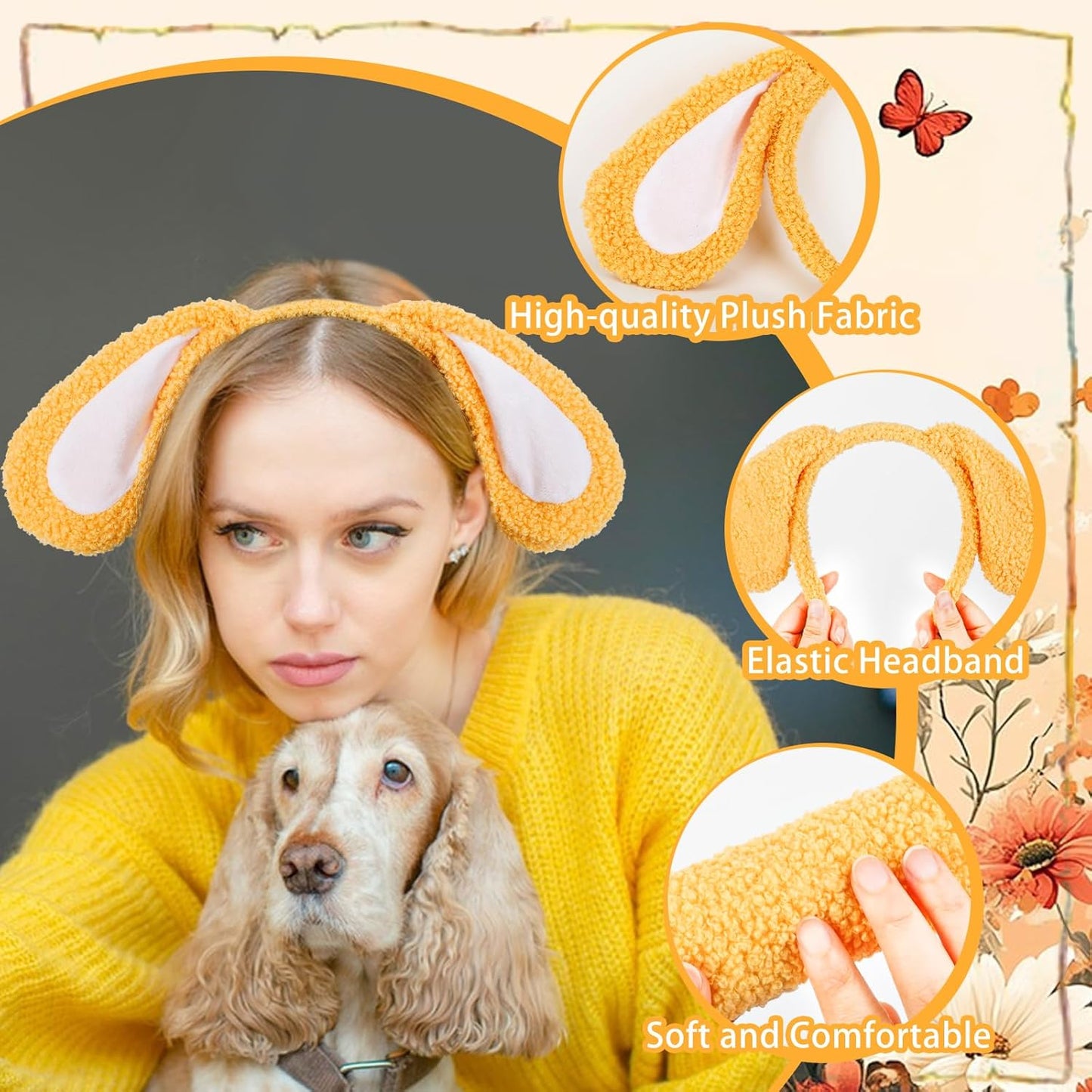 XEPST Floppy Puppy Ears and Tail Set, Animal Puppy Costume Kids Set with Furry Dog Ears Headband and Dog Tail for Animal Costume Cosplay Birthday World Book Day Halloween Fancy Dress Party Supplies