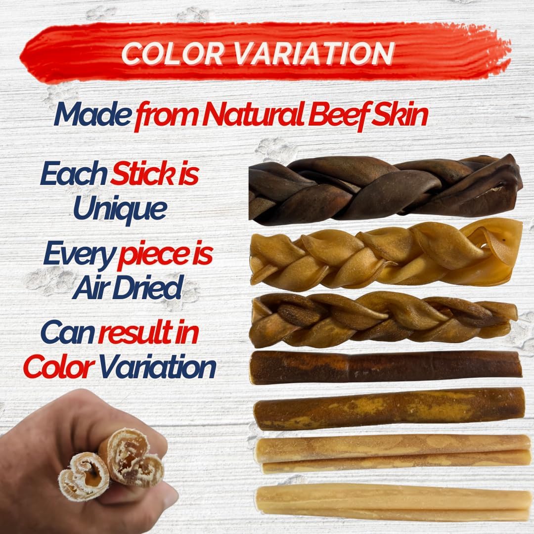 Natural Collagen Sticks for Dogs 12 Pack - 12 Inches Long-Lasting Alternative to Bully Sticks, Rawhide-Free Collagen Chews w/Chondroitin & Glucosamine for Joint Support & Dental Health