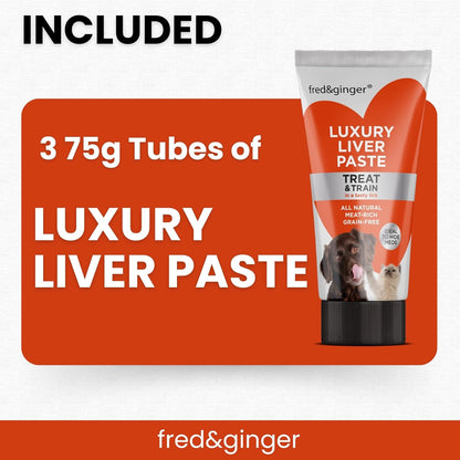 Fred & Ginger Liver Paste Tubes for Dogs and Cats 75g [Pack of 3] Grain Free, Hypoallergenic Luxury Liver Pate Ideal Training Aid, Medication Administering