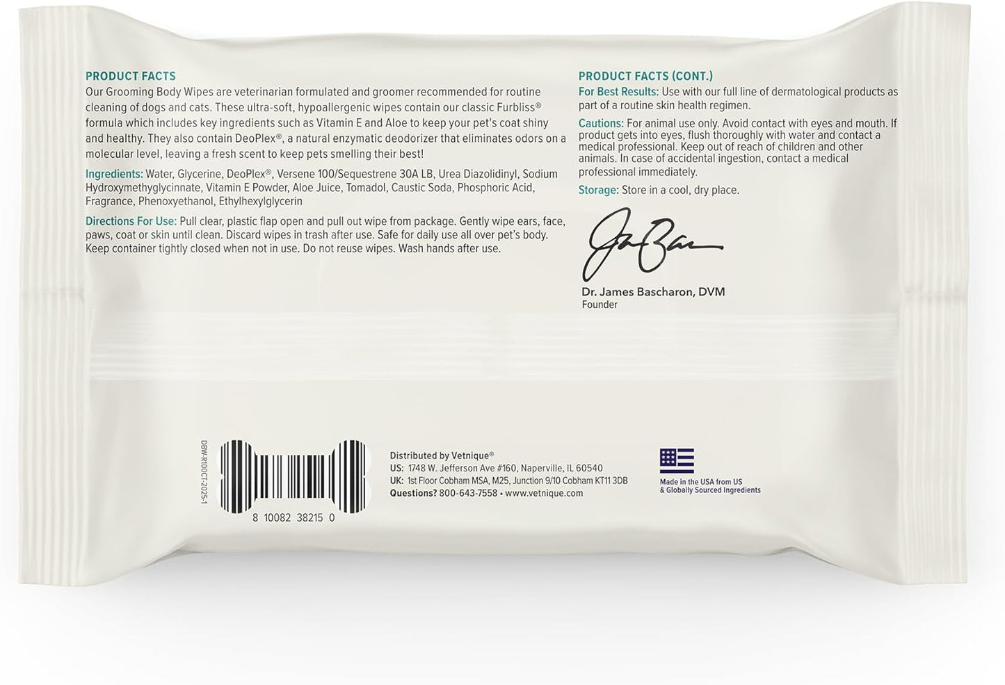 Vetnique DermaBliss Pet Wipes for Dogs & Cats for Grooming, Cleansing & Deodorizing, Thick Dog Wipes for Convenient Dog Cleaning and Natural Pet Odor Eliminator, 100ct Refreshing Scent