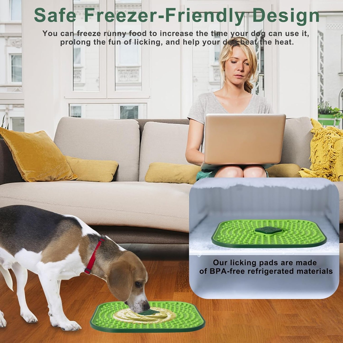 Interactive Licking Mat for Dog Crate,Feeder Pad, Boredom&Anxiety Relief, Peanut Butter & Yogurt Lick Plate, Safe Soft Treat Dog Training Gift