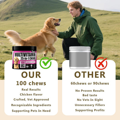 Dog Multivitamin Chewable with Probiotics,Dog Vitamins and Supplements for Hip & Joints,Pets Immune Support,Skin,Coat,Heart,Gut Health with Omega 3,Glucosamine for All Breeds Dogs-Senior & Puppy