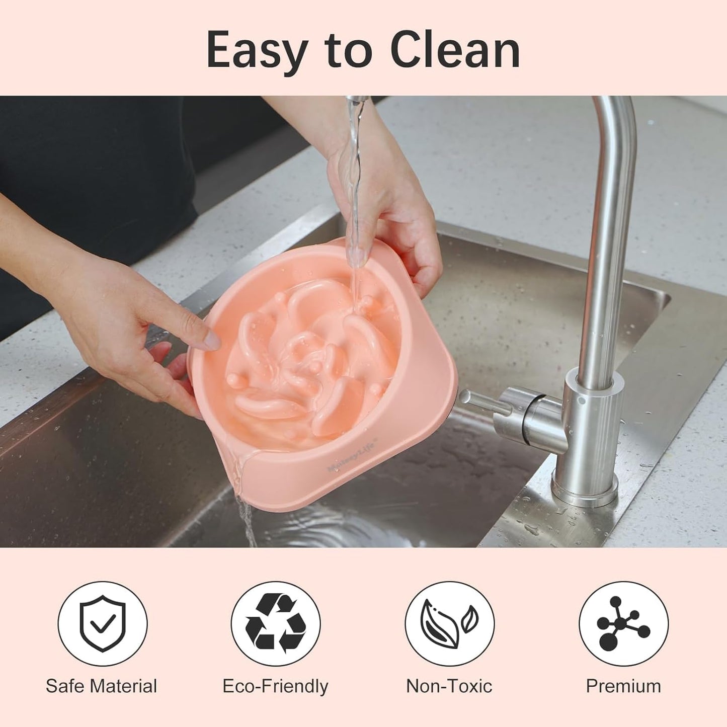 MateeyLife Slow Feeder Dog Bowls 2PCS, Anti-Choking Puzzle Dog Food Bowls, Anti-Slip Interactive Feeding Slow Down Eating, Bloat Stop Maze Dishes for Medium Breeds Pink&Purple