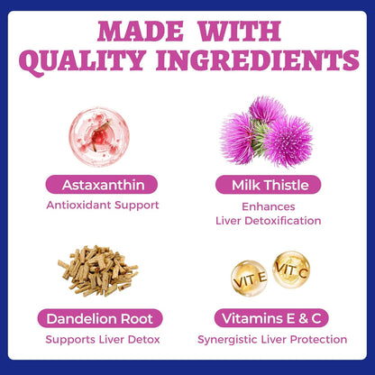 Wellix 120ml Milk Thistle for Cats & Dogs, Advanced Formula with Astaxanthin for Detox and Antioxidant, Dog Liver Supplement, Chicken Flavor Milk Thistle Liquid