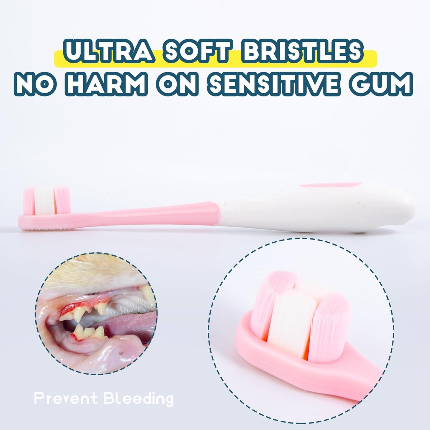 Small Dog Toothbrush, Cat & Puppy Tooth Brushing Kit, Ultra Soft & Mini Head Teeth Brush for Kitten & Tiny Pet, Doggy Toothbrushes Deep Dental Clean, 2 PCS, Blue