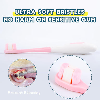 Small Dog Toothbrush, Cat & Puppy Tooth Brushing Kit, Ultra Soft & Mini Head Teeth Brush for Kitten & Tiny Pet, Doggy Toothbrushes Deep Dental Clean, 2 PCS, Blue
