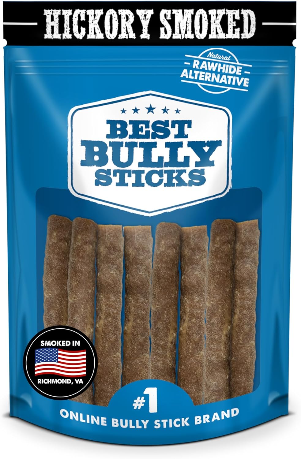 Premium Hickory Smoked Chicken Quick Sticks - 6 Inch, 8 Count (Pack of 1) - No Additives, 100% Natural, Collagen, All Breeds