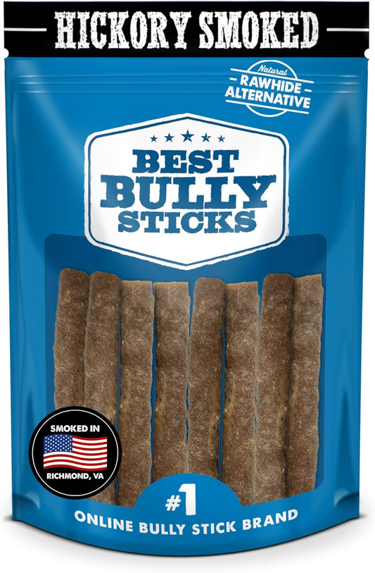 Premium Hickory Smoked Chicken Quick Sticks - 6 Inch, 8 Count (Pack of 1) - No Additives, 100% Natural, Collagen, All Breeds