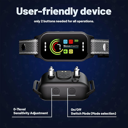 JEUJE Dog Bark Collar 2 Pack, Bark Collar for Large Medium Small Dogs 8-120lbs, AUTO Barking Collar, Bark Training Collar with 7-Level Sensitivity + 5 Safety Modes Humane Training System