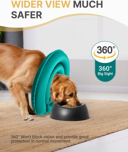 MIDOG Soft Inflatable Dog Cone - Comfortable Alternative After Surgery That Doesn't Block Vision, Patented Donut Recovery Collar Prevents Licking for Large & Medium Dogs (L)