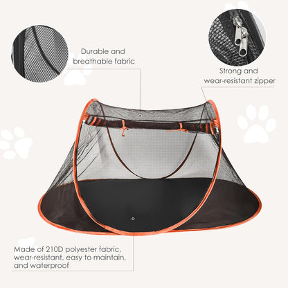 Portable Cat Tent for Bearded Dragon, Outdoor Cat Enclosures, Portable Pet Playpen for Cats and Small Animals, Pet Enclosure with Carry Bag(Orange)