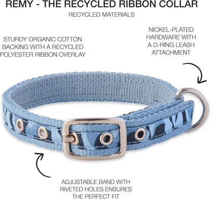 Remy II - The Recycled Ribbon Collar, Adjustable Pet Dog Collars for Small, Medium, Large Dogs and Puppy, Navy Camo, X-Large