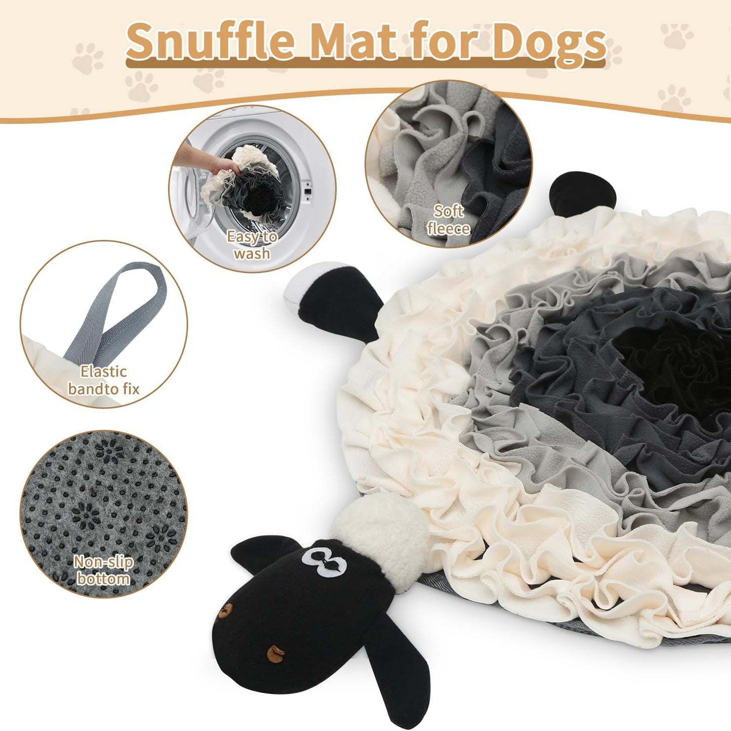 Snuffle Mat for Dogs - Interactive Feeding & Smell Training Toy, Puzzle Slow Feeder for Large, Medium & Small Dogs, Keeps Them Busy, Fun Treat Dispenser & Enrichment Toy