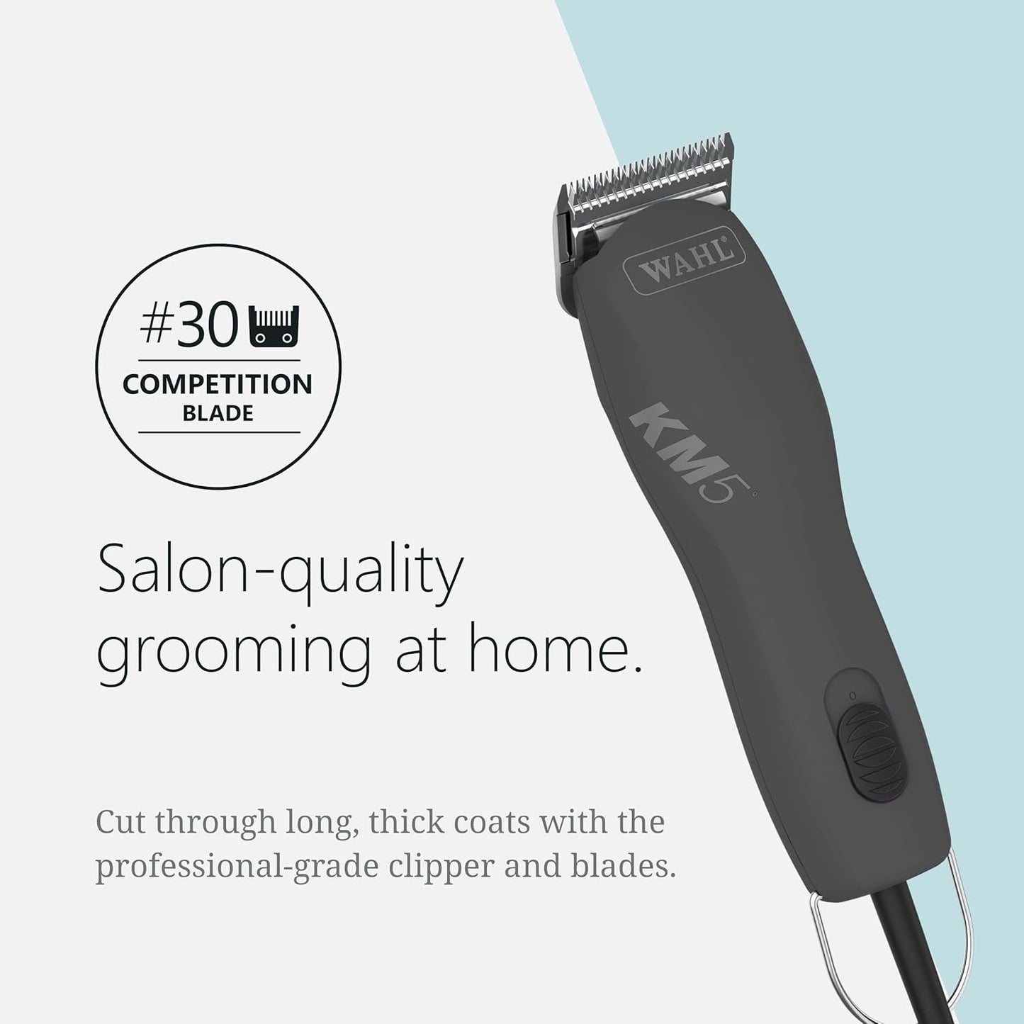 Wahl Pro Animal Curly Coat - KM 2-Speed Pro Clipper - Cat & Dog Grooming Clipper for Pet Care - Great for Poodles & Golden Doodles - Includes 2 Stainless Steel Guide Combs - Gunmetal