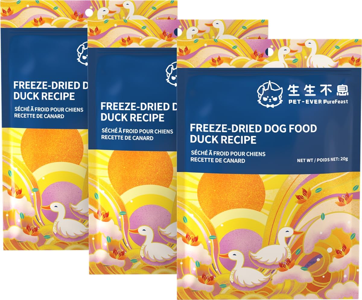 Freeze Dried Dog Treats, 94% Animal Origin Freeze Dried Raw Food, High Protein Healthy Food Toppers & Meal Mixers for Dog (Duck Recipe - 2.1 Ounce)