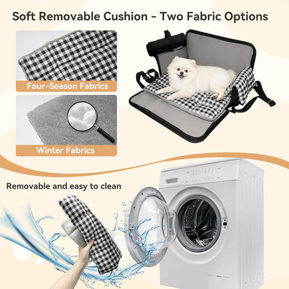 Center Console Dog Car Seat - Portable Armrest Booster Car Seats for Small Dogs, Detachable Washable Pet Carriers Puppy Essentials- Support Pet Up to 11lbs