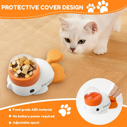 2-in-1 Dog Interactive Slow Feeder & Food Puzzle Toy, Automatic Dog Feeder Toy for Mental Stimulation & Healthy Eating, Stable Duck-Shaped Treat Dispenser for Healthy Eating & IQ Training