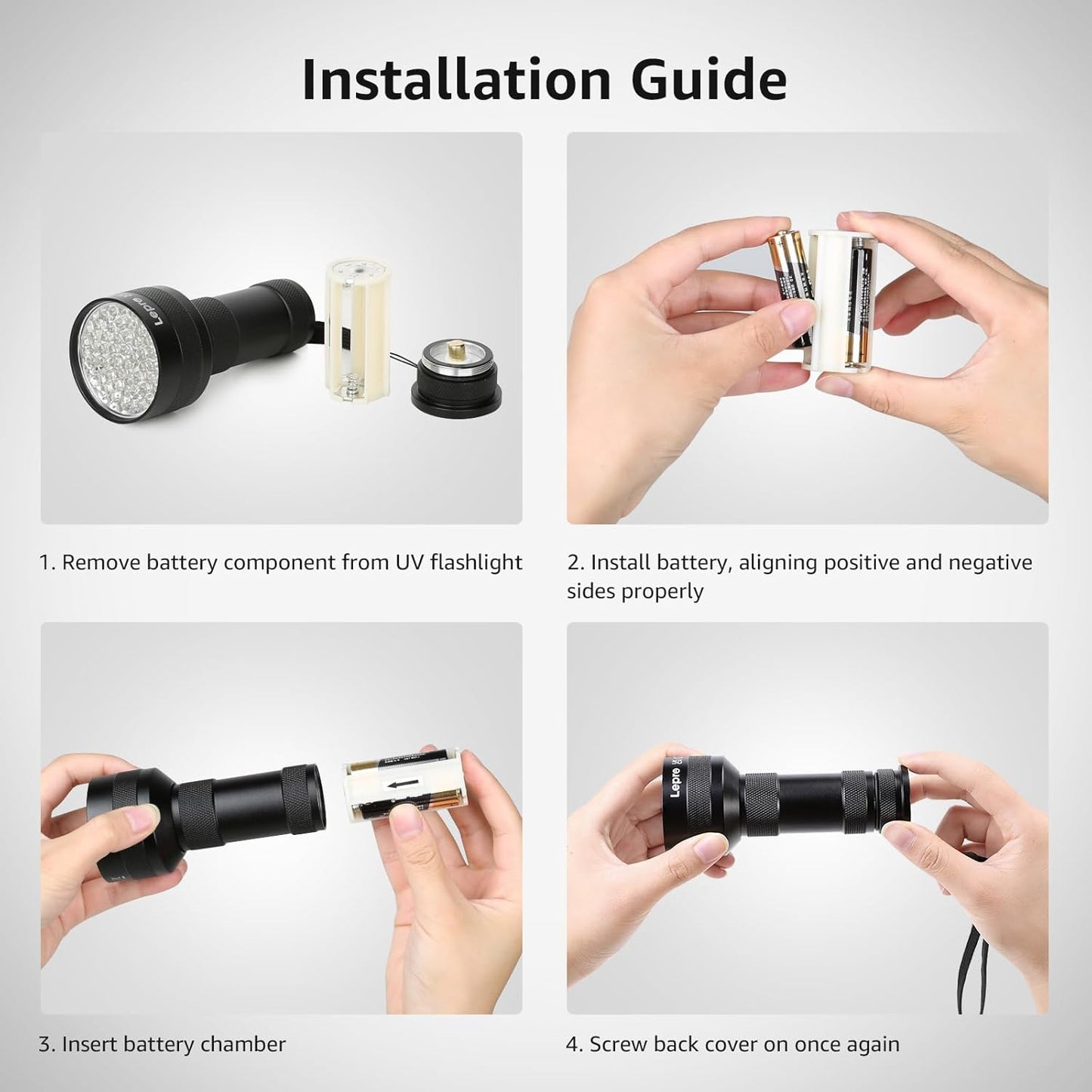 Lepro 51 LEDs UV Light Handheld Blacklight, UV Flashlight Black Light, 395nm Detector for Pet Urine, Stains, Bed Bug and Scorpions, Battery Not Included