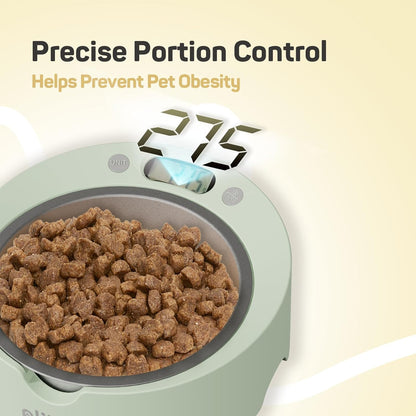 Plike Pet Food Bowls with Weighing and Removable Slow Feeder Insert, Digital Display, Battery Powered, Food Intake Measurement & Pet Supplies That Slow Down Eating, Ideal for Cats and Dogs
