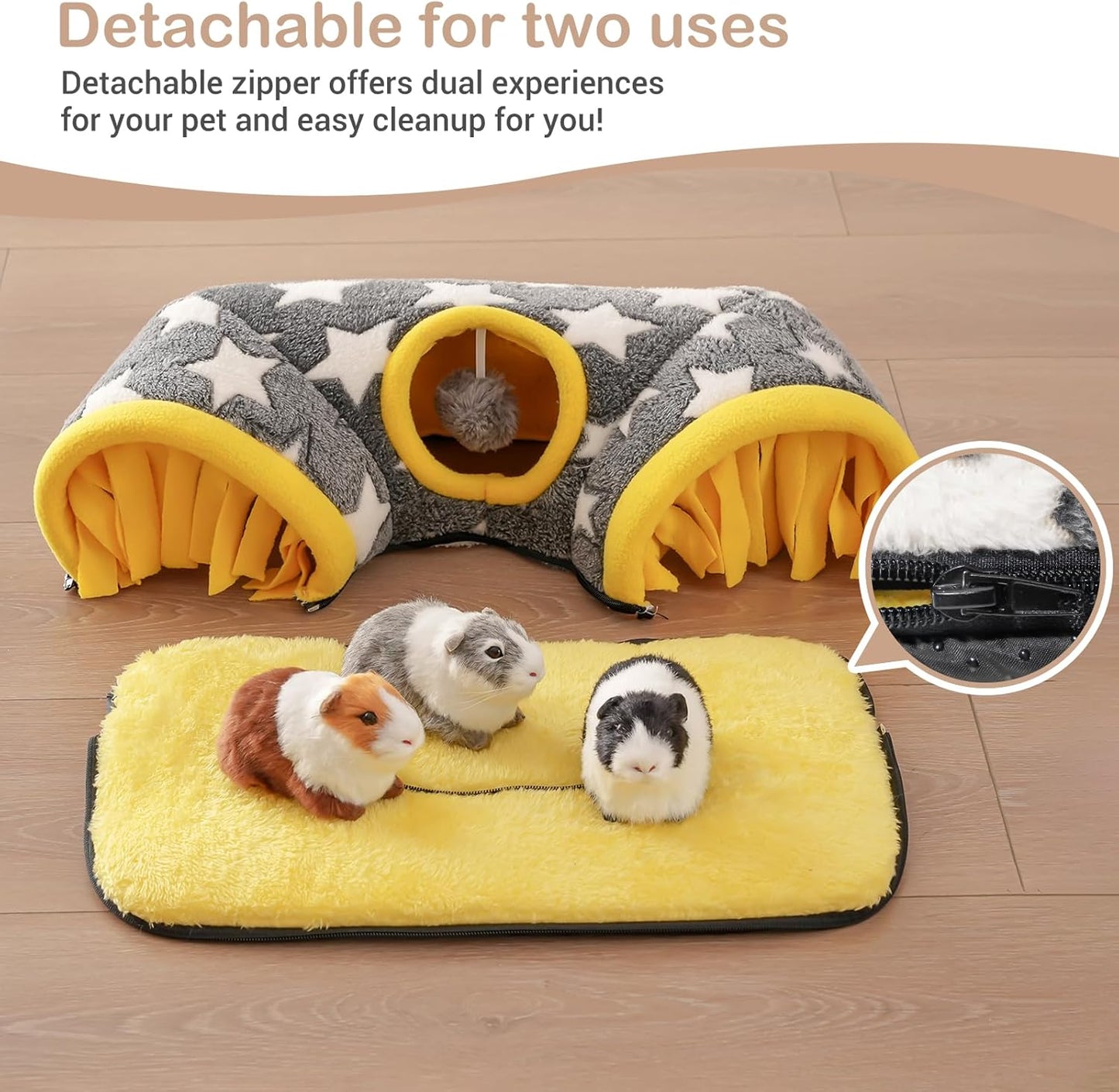 Avont Guinea Pig Hideout Tunnel, Hideaway Play Tube Toys Mat for Small Animal Dwarf Rabbits Chinchillas Hamsters Hedgehogs Ferrets Bearded Dragons and Rats -Star