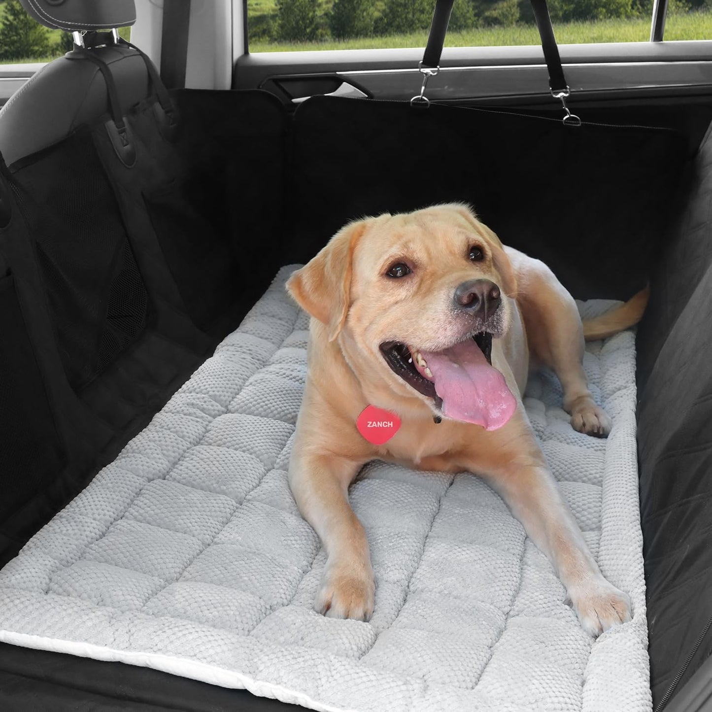 Zanch Thick Supportive Dog Car Bed for Car Backseat, Soft Non-Slip Travel Car Blanket Seat Cover with Joint Protection, Fits SUVs, Trucks & Backseat Extenders [Grey, 52.36"×24.8"]