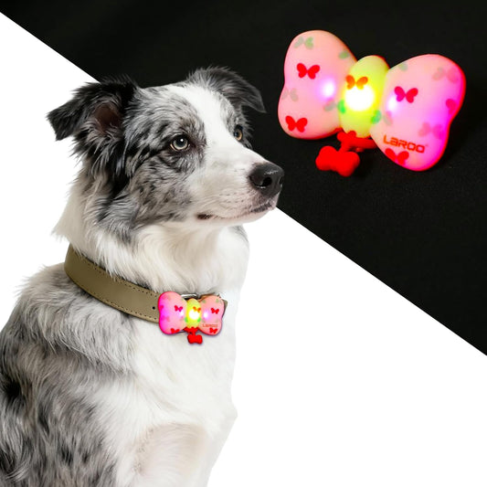 LaRoo Dog Collar Lights for Night Walking,USB-C Rechargeable Dog Lights，Only 12g for Small Dogs, 3 Modes Colored Lights,Waterproof LED Collar Charm for Nighttime Running,Pet Camping Essentials(Red)