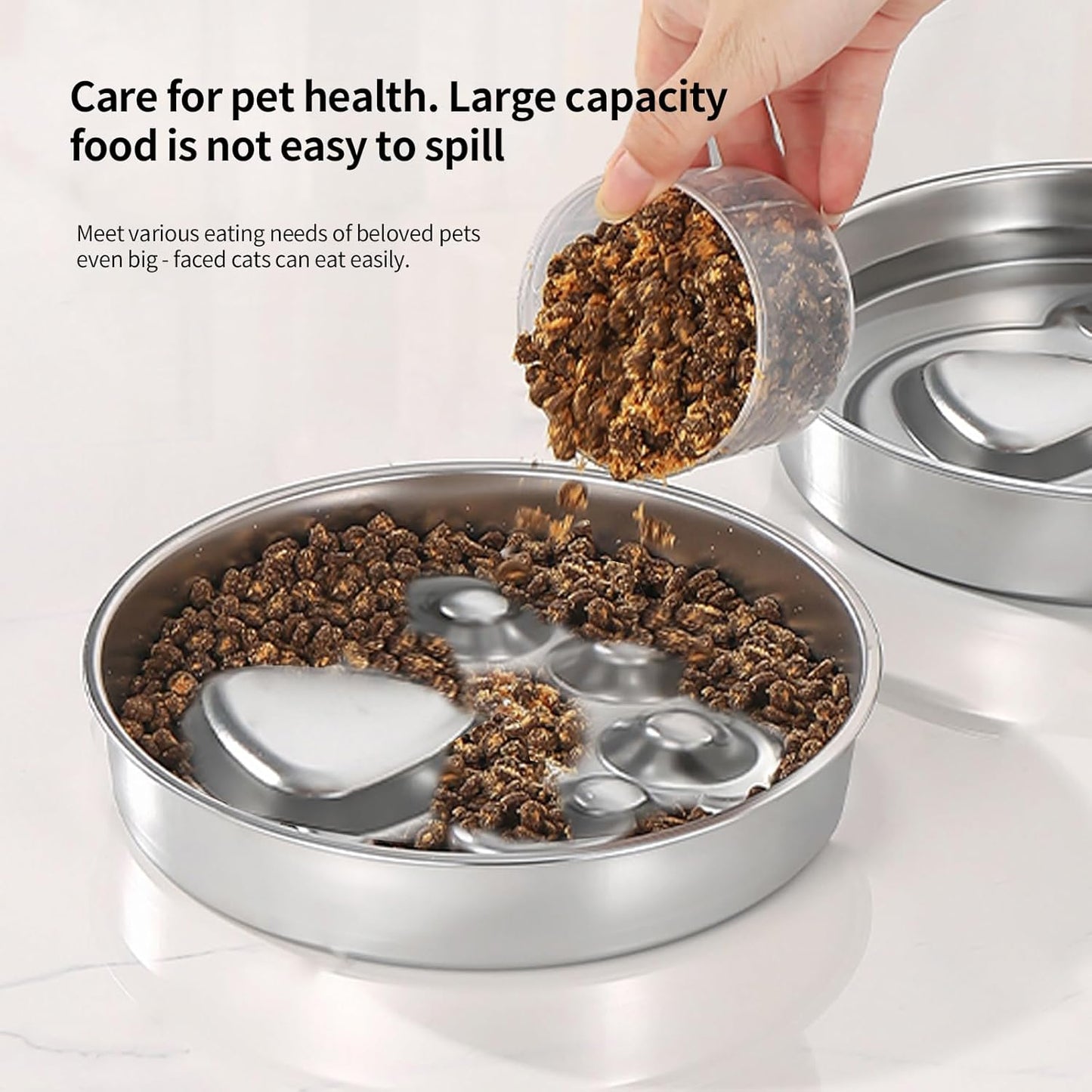 PAKEWAY 304 Stainless Steel Slow Feeder Dog Bowls - Dog Food Bowl, Easy to Clean, Large Capacity, Non-Slip Base Suitable for All Breeds of Dogs.