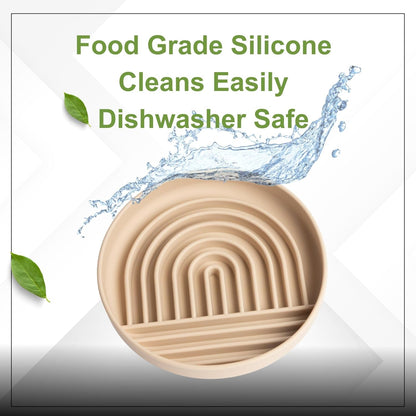 Modern Rainbow Pet Slow Feeder Bowl, Silicone Slow Feeder for Dogs & Puppies, Slow Eating, Modern Lick Mat Design, Reduces Gulping, Dishwasher Fit, for All Breed, Durable Mealtime Puzzle (Sky)