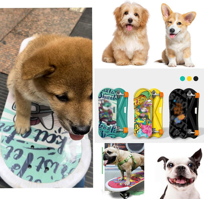 Dog Skateboard, Dog Skateboard for Bulldogs, Cat Skateboard Pu Wheels Pet Skateboard Complete Designed for Dogs and Pets(Yellow)