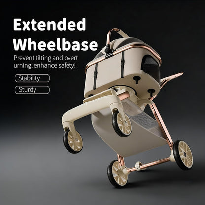 All-Terrain Pet Stroller for Small Medium Dogs & Cats, 30 lbs Capacity - Portable Carrier with One-Touch Brake, Lightweight Foldable Design & Shock Absorption Wheels,Black