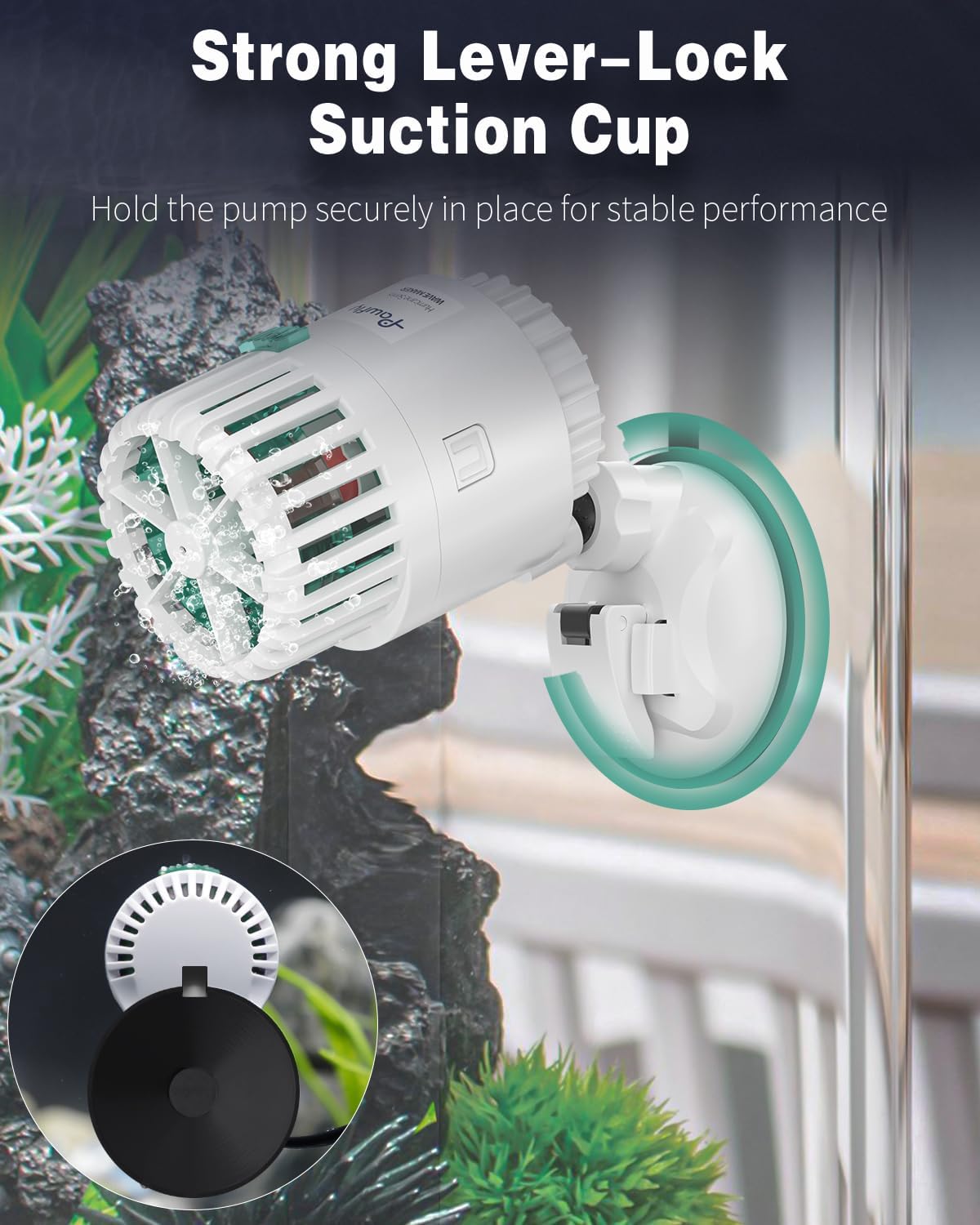 Pawfly Wave Maker for Aquarium, 1300 GPH Aquarium Powerhead, Quiet Submersible Wavemaker for 25-100 Gallon Fish Tanks, Water Circulation Pump with Strong Suction Cup Base