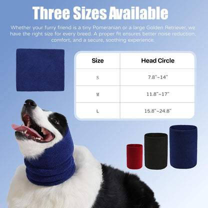 3 Pack Bundle (S, M, L) Dog & Cat Calming Band Cat Anxiety Relief Cover,Double Layer Thickened Elastic Neck Band Ear Muffs for Anxiety Relief/Noise Protection,Grooming,Thunder,Fireworks