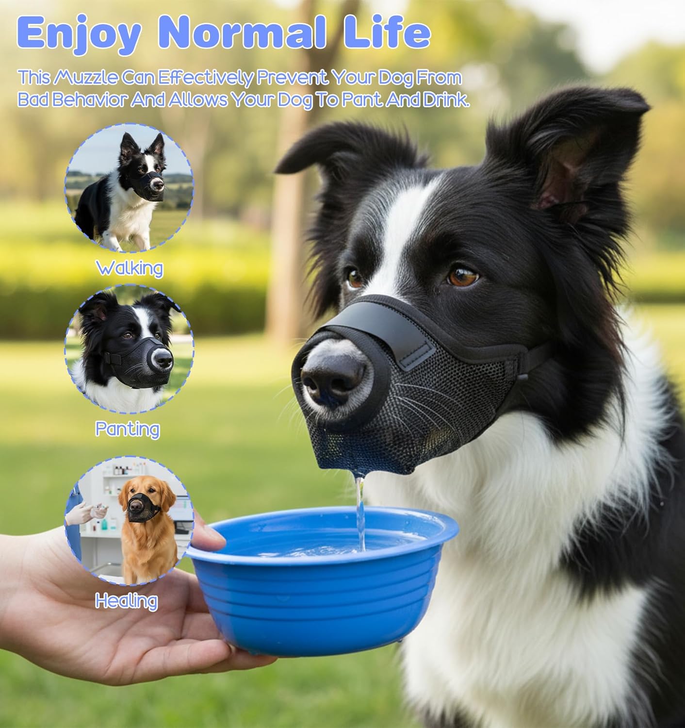 Muzzle for Dogs, Large Dog Muzzle, Adjustable Soft Dog Muzzles, Prevents Biting Scavenging for Large Dogs German Shepherd (Black,M)