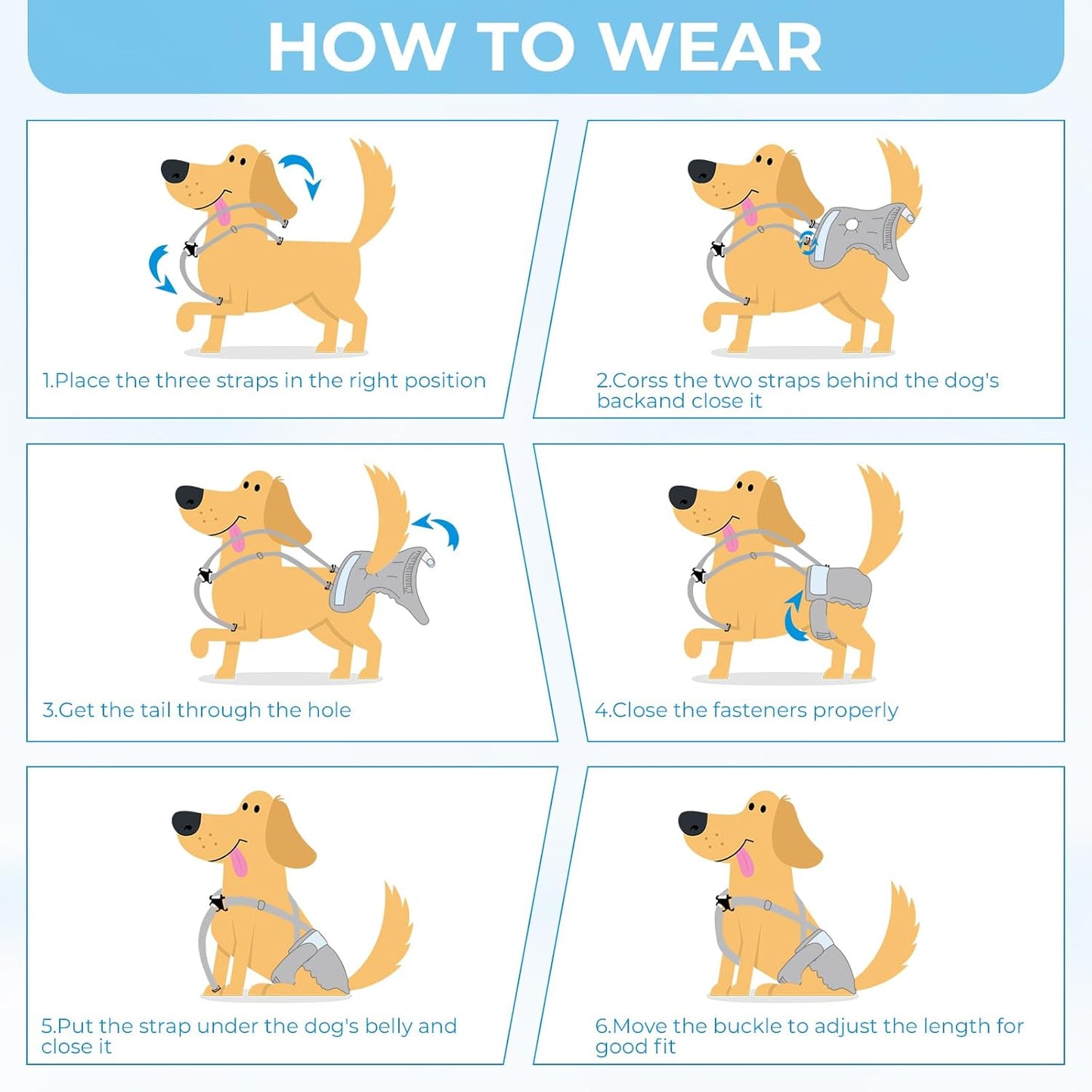 Reusable Super Absorbent & Leakproof Fixed Doggie Diapers for Dogs in Heat Cycle