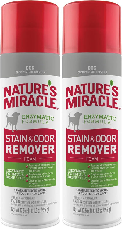 Nature's Miracle Stain & Odor Remover Foaming Aerosol For Dogs, 17.5 Oz (P-68340) (Pack of 2)
