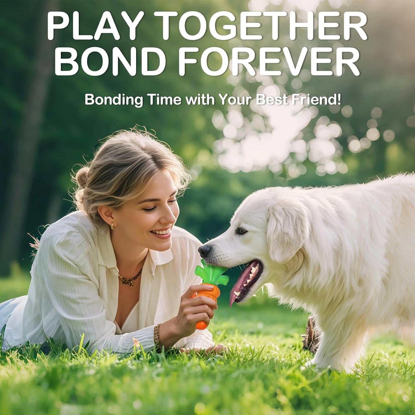 Tough Dog Toys for Aggressive Chewers: 7" Bacon Flavored Dog Chew Bone, Hard Nylon & Rubber Teeth Cleaning Toy, Carrot-Shaped Dog Chew Toy for Large Medium Breed 20-70lbs