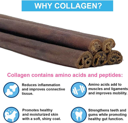 Puppy In Training Beef Collagen Sticks for Dogs, Bully Stick and Rawhide Alternative, All Natural, Teething Chew for Puppies, Low Odor, 6 in, 5 ct Pack