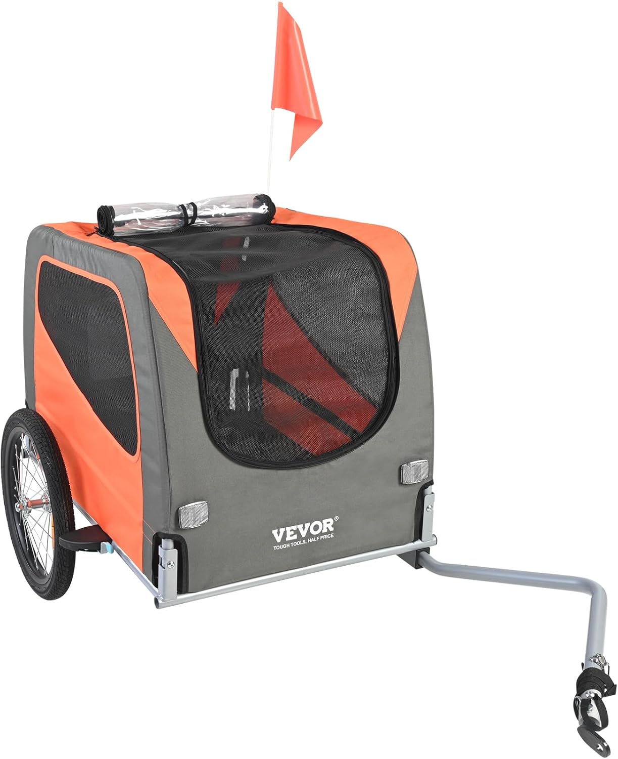 VEVOR Dog Bike Trailer, Supports up to 66 lbs, Pet Cart Bicycle Carrier for Small & Medium Dogs, Easy Folding Frame with Quick Release Wheel, Universal Bicycle Coupler, Reflector, Flag, Internal Leash