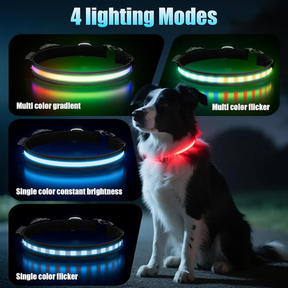 LED AirTag Dog Collar - Brightest Light Up Dog Collars - IP68 Waterproof Air Tag Dog Collar Holder - 1,600 Feet of High Visibility - Magnetic Charging - Dog Lights for Night Walking, Black L