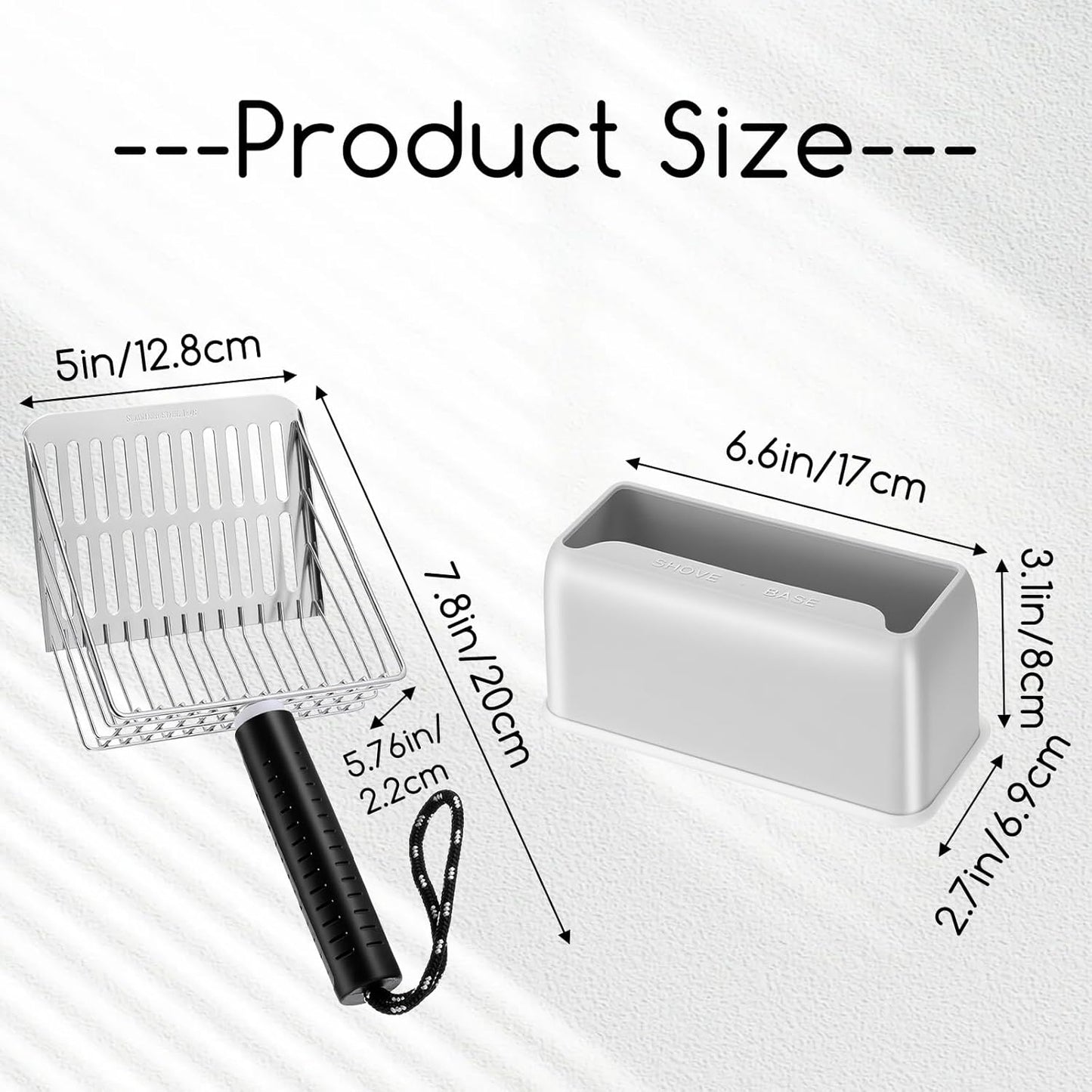 Cat Litter Scoop with Holder, Stainless Steel Cat Scooper with Holder Heavy Duty Durable Speed Sifter Washable Convenient Stand Easy Clean for All Litter Boxes