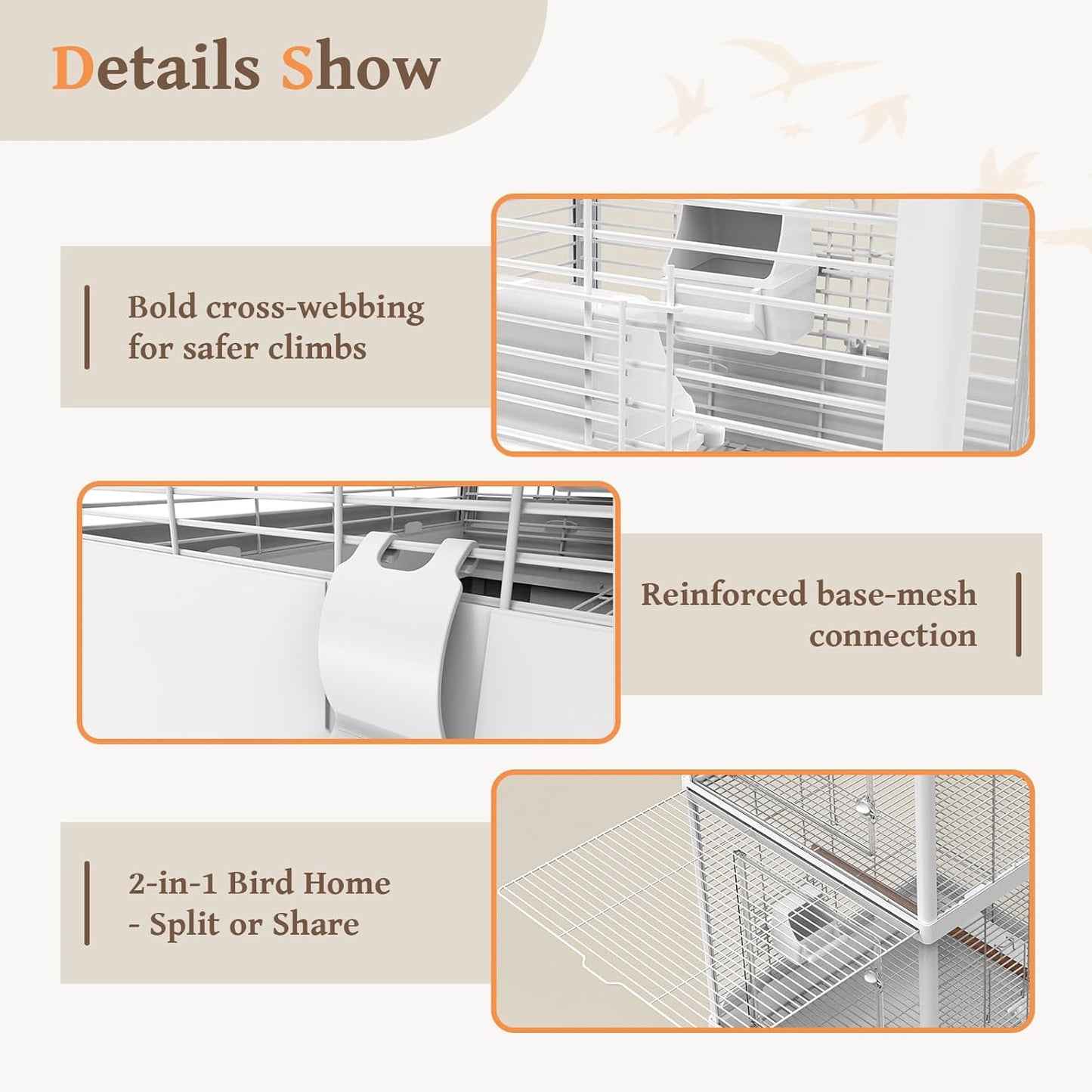 2-in-1 Dividable Double Flight Cage, Tall Bird Cage with Play Top & Clear View Front for Parakeets, Cockatiels, Lovebirds, 2-Level Breeder Cage on Wheels with 0.4" Bar Spacing & Accessories