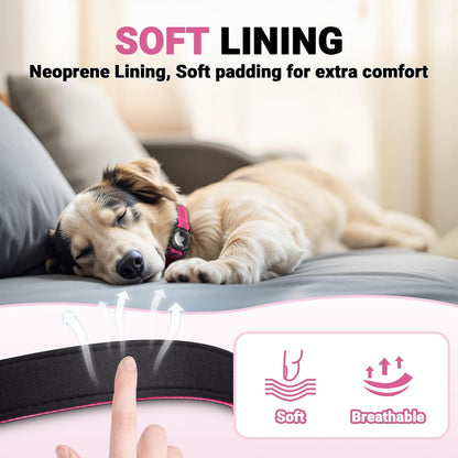 AirTag Dog Collar, IP68 Waterproof Integrated Air Tag Dog Collars with Reflective, Ultra-Durable, Comfortable Padded, Heavy Duty Dog Collars for Small Medium Large Dogs, S (10.6"-13.6"), Pink