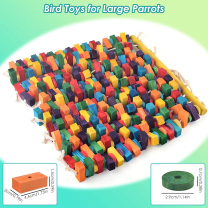 23 Inch Extra Large Bird Toy, Colorful Natural Chew Wood Blocks Hanging Parrot Tearing Toys, Birds Cage Accessories for Macaws, Amazon Parrots, African Grey, Cockatoos
