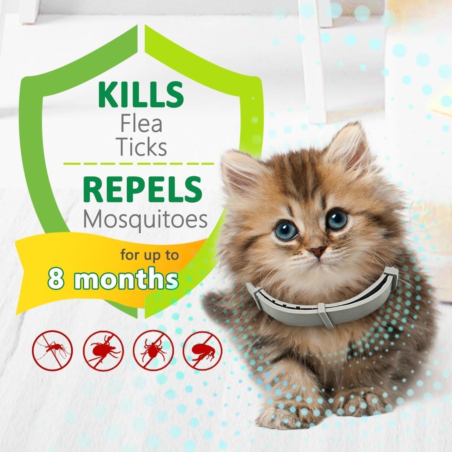 Flea and Tick Collar for Cats, 8 Months of Cat Flea Collar Protection Made with Premium Plant Based Essential Oil Natural Treatment Prevention Free Comb and Prevention Treatment Drop