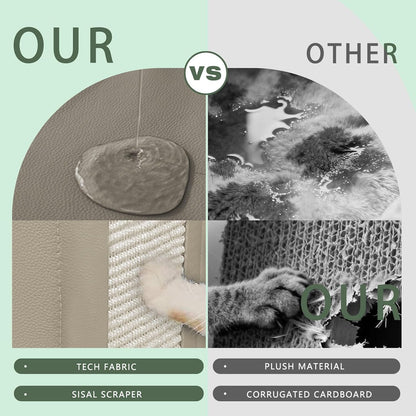 Cat Beds for Indoor Cats, Large Cat Houses with Cozy Condo,with Premium Tech Fabric& Scratch Pad, Round Window, Foldable Indoor Cat House Hold Up to 30LBS, with Reversible Cushion for Multi Small Pet