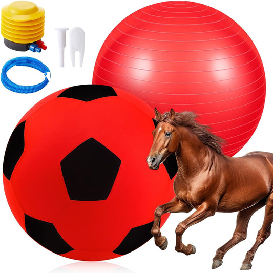 30 Inch Giant Herding Ball with Cover Anti Burst Ball Please Watch VCR for How to Inflation Horse Toys for Horses Stall Entertainment Play, Pump Included(Red Black, Classic)