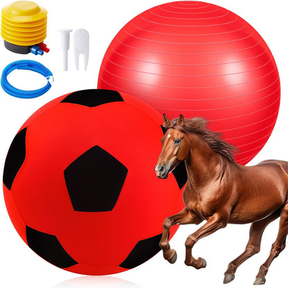 30 Inch Giant Herding Ball with Cover Anti Burst Ball Please Watch VCR for How to Inflation Horse Toys for Horses Stall Entertainment Play, Pump Included(Red Black, Classic)